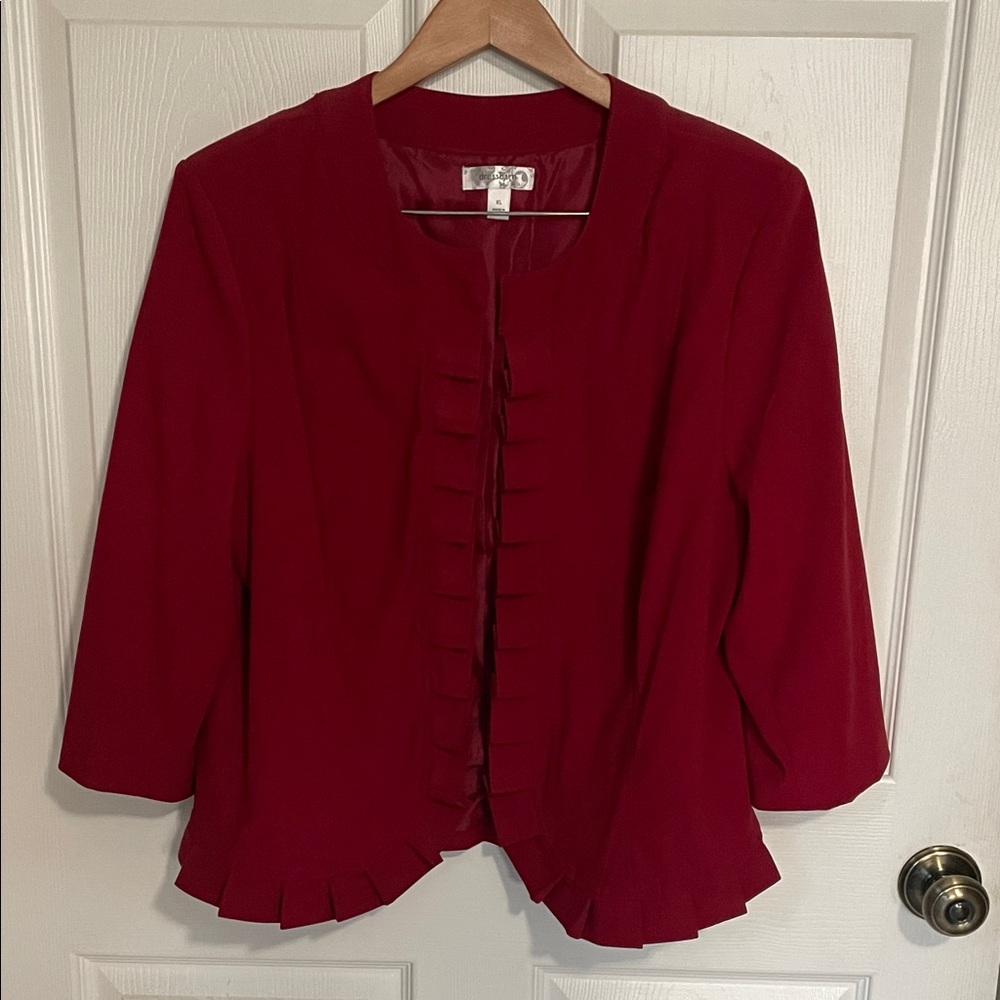 Dress Barn Crimson Blazer with Pleated Trim